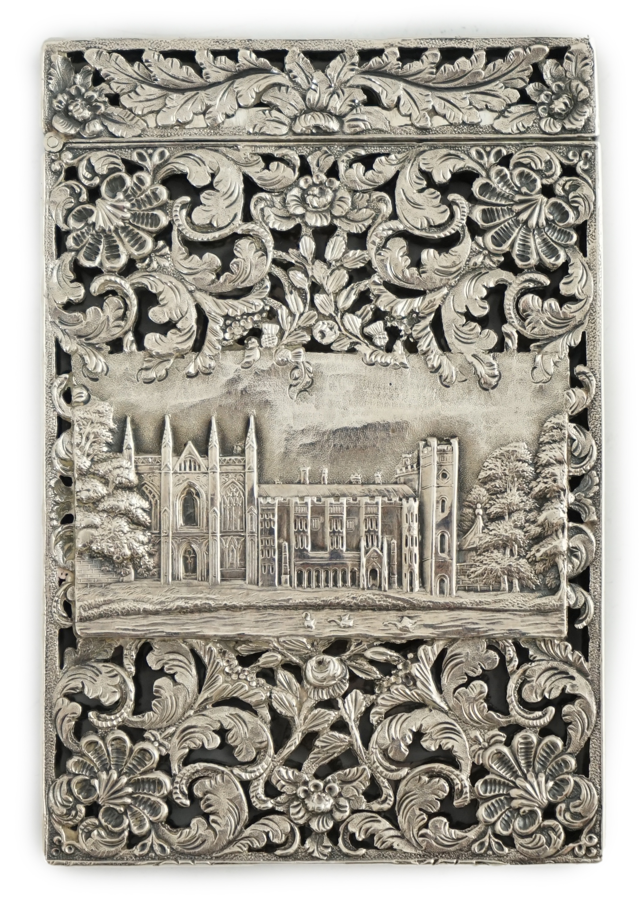 A rare William IV silver castle top card case